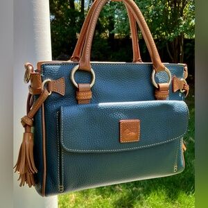 *DOONEY & BOURKE Teal Blue Medium Pocket Satchel Leather Bag